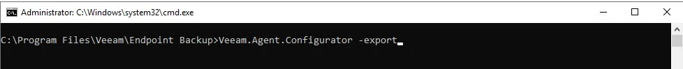 Veeam Agent config dosyası dışa aktarma ekranı